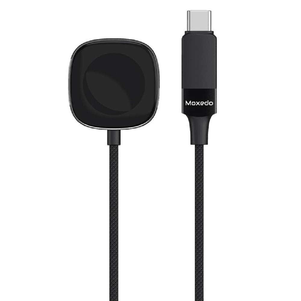 Moxedo Wireless Magnetic Apple Watch Charger with USB-C Nylon Braided Cable for Apple Watch Series 10,9,8,7,6,5,4,3,2,1,SE,Ultra, Black - MX-SWC016