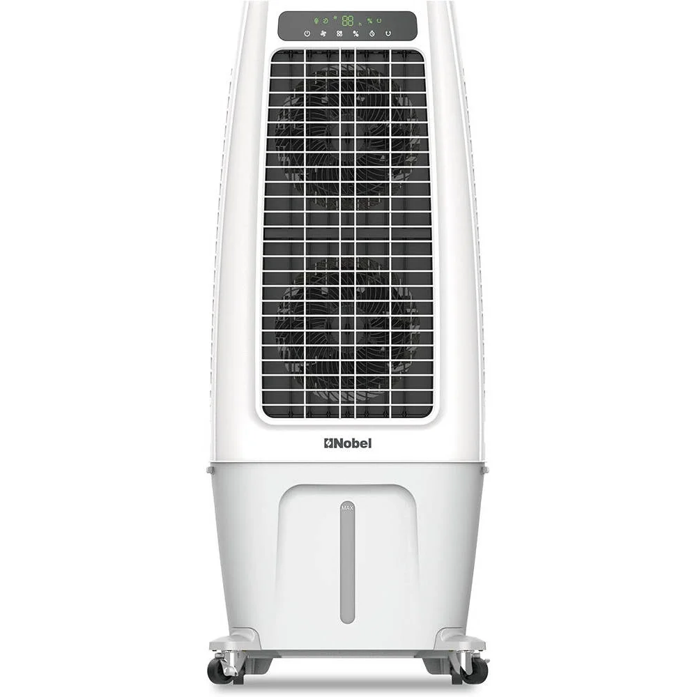 Nobel 60L Air Cooler - Touch LED Display, Remote Control, Auto Swing, 3 Speeds, 3 Modes, 12H Timer, White - NAC800R