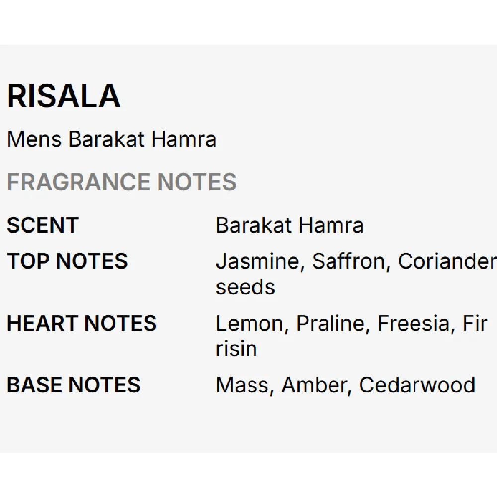 Risala Barakat Hamra EDP 100ml Floral Fruity Perfume for Men - Image 2