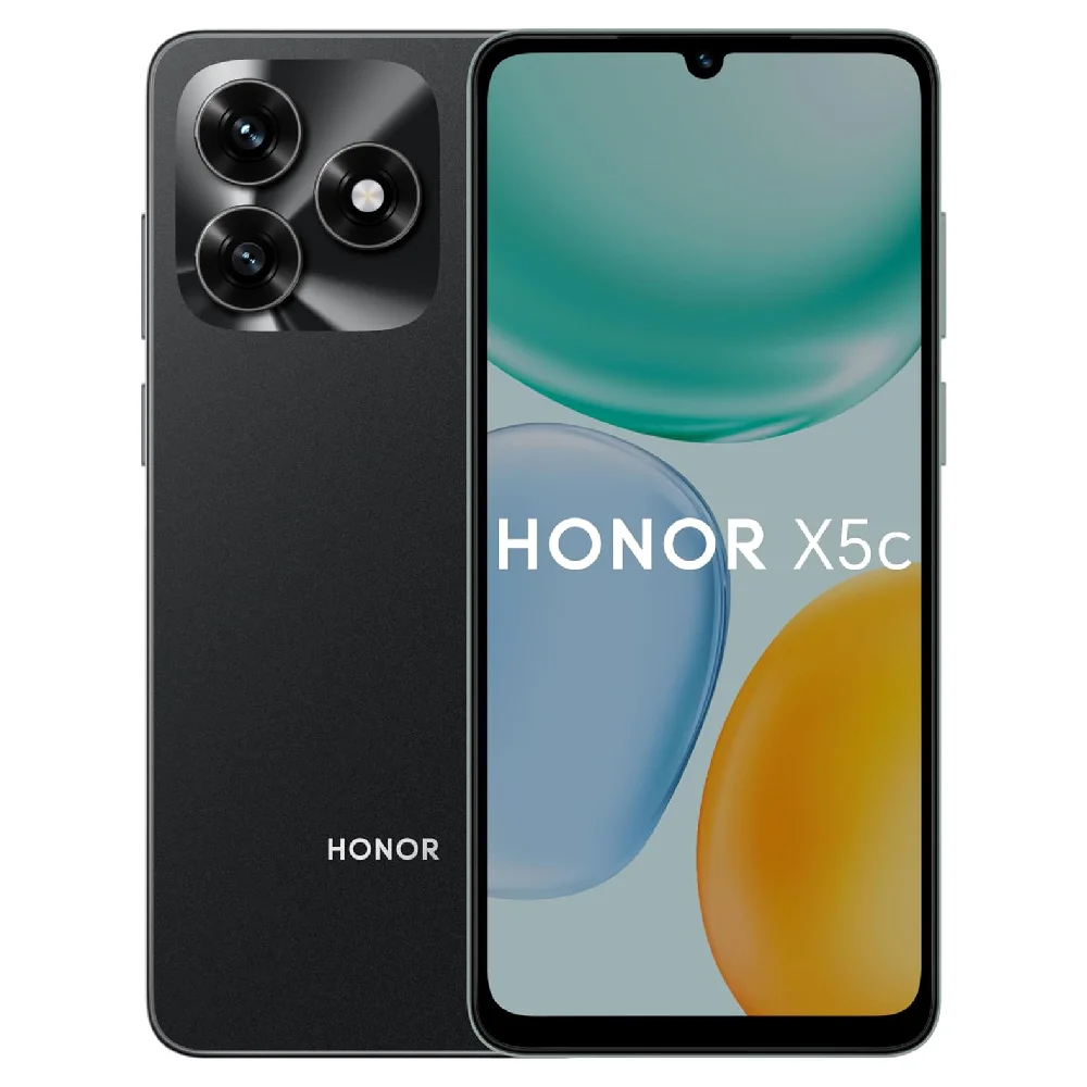 Honor X5c 4G Dual SIM Smartphone, 4GB RAM, 64GB Storage, 6.74-inch TFT LCD Display, MediaTek Helio G81, 13MP AI Camera, 5260mAh Battery, MagicOS 9.0, Midnight Black - 5109BYGJ - TDRA Version