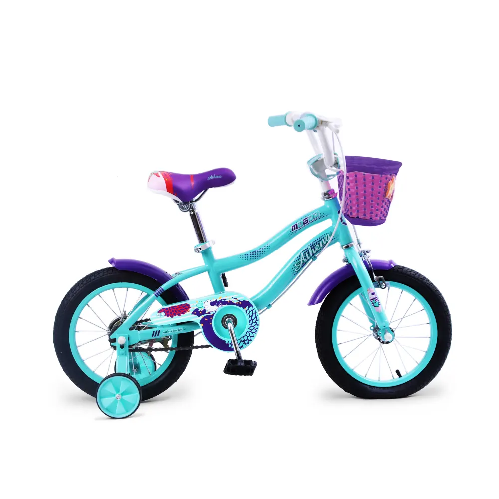 Mogoo Athena 12 Inch Kids Bicycle with Training Wheels, Front Basket, Adjustable Seat & Caliper Brakes - Green - 12ATHENAGRN