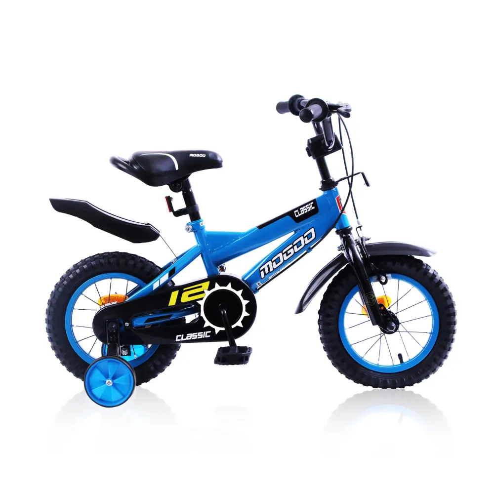 Mogoo Classic 12 Inch Kids Bicycle with Training Wheels, Steel Frame & Adjustable Seat - Blue - 12CLASSICBLU