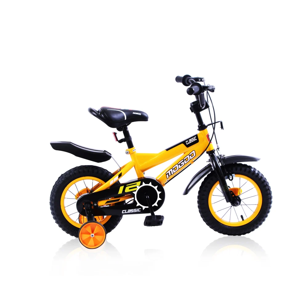 Mogoo Classic 12 Inch Kids Bicycle with Training Wheels, Steel Frame & Adjustable Seat - Yellow - 12CLASSICYLW