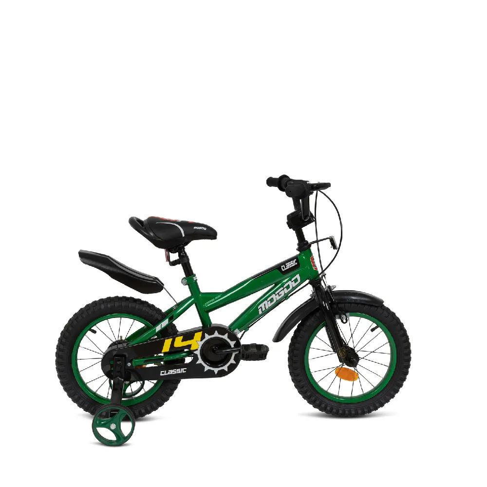 Mogoo Classic 14 Inch Kids Bicycle with Training Wheels & Adjustable Seat - Green - 14CLSSC-GN