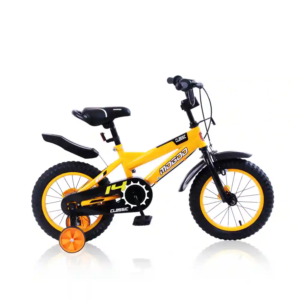 Mogoo Classic 14 Inch Kids Bicycle with Training Wheels & Adjustable Seat - Yellow - 14CLASSICYLW