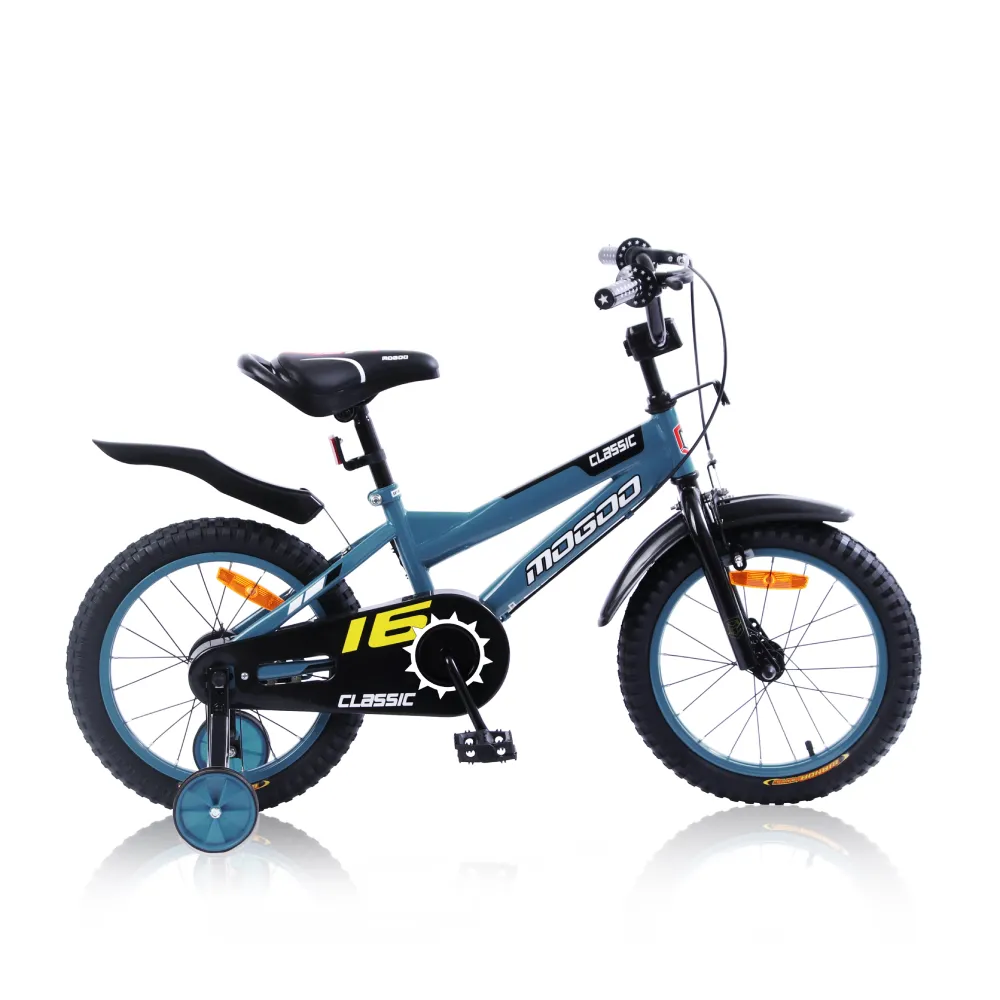 Mogoo Classic 16 Inch Kids Bicycle with Training Wheels, Steel Frame, Adjustable Seat & Caliper Brakes - Grey - 16CLSSC-GR