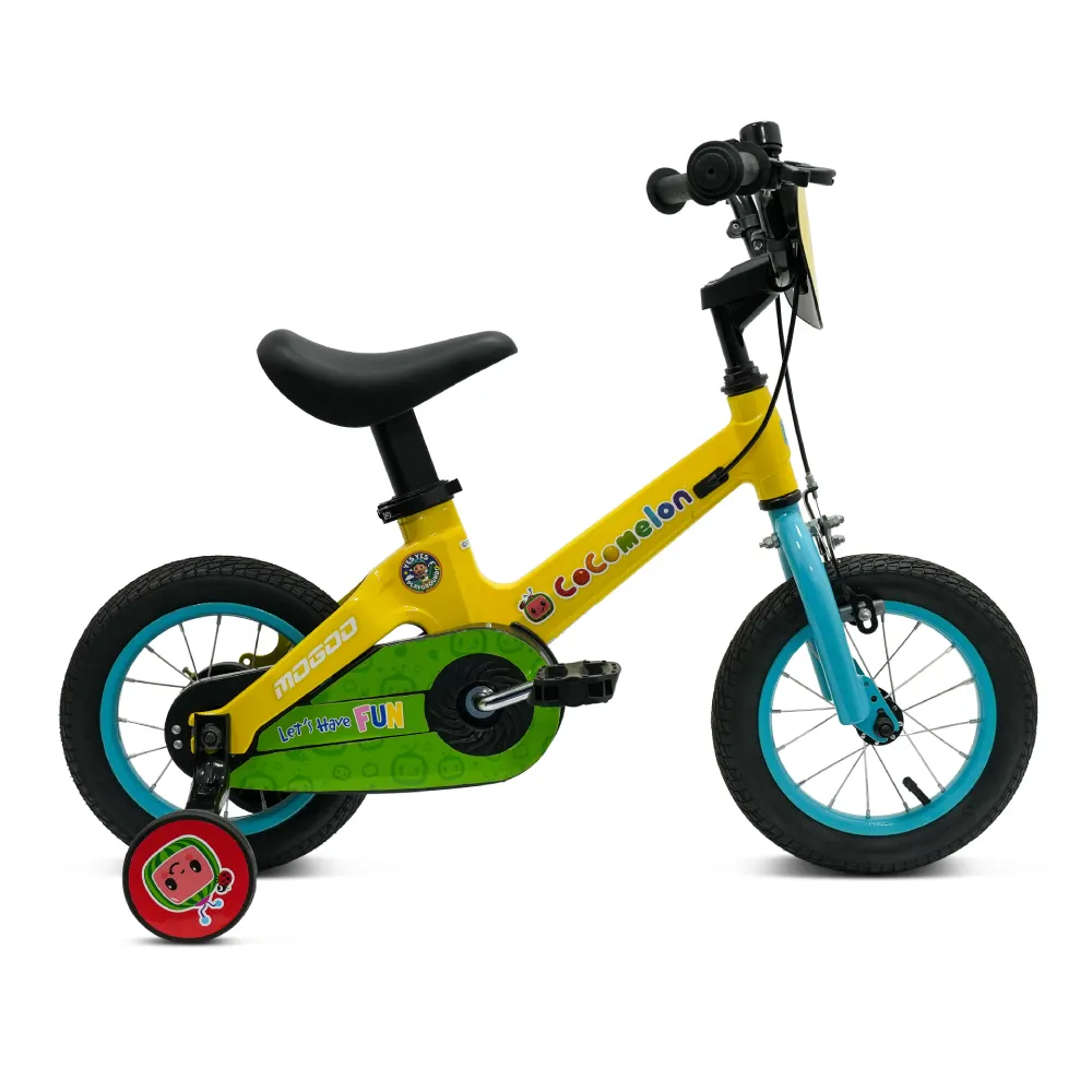 Mogoo Cocomelon Play 14 Inch Kids Magnesium Bicycle with Training Wheels & Adjustable Seat - Yellow - 14CCPLY-YL
