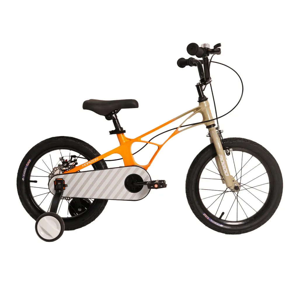 Mogoo Horizon 16 Inch Kids Magnesium Bicycle with Disc Brake, Training Wheels & Adjustable Seat - Orange - 16HORI-YL