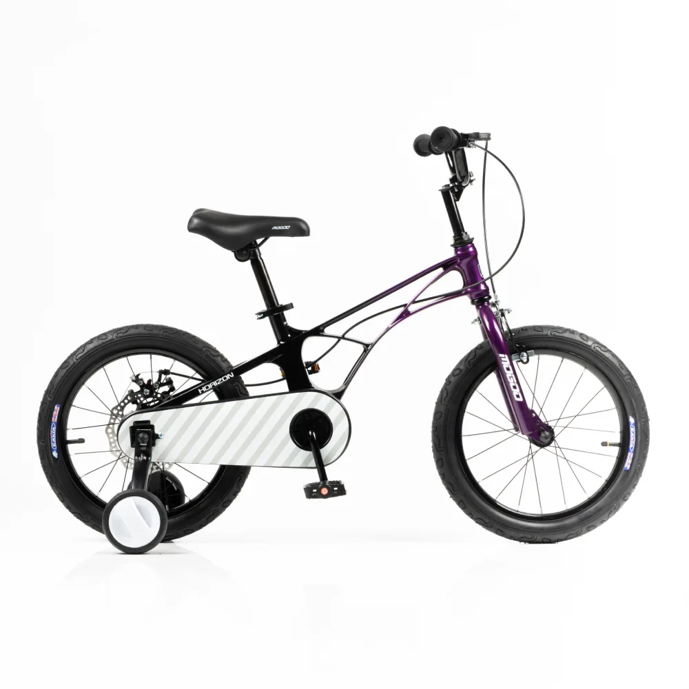 Mogoo Horizon 16 Inch Kids Magnesium Bicycle with Disc Brake, Training Wheels & Adjustable Seat - Purple - 16HORI-PL