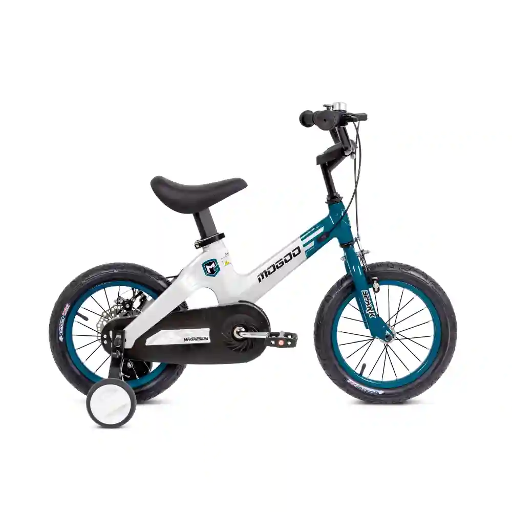 Mogoo Spark 12 Inch Magnesium Kids Bicycle with Training Wheels, Disc Brakes & Adjustable Seat - Turquoise - 12SPRK-TR