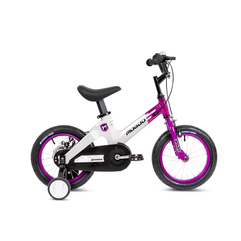 Mogoo Spark 14inch Magnesium Kids Bicycle with Training Wheels, Front Caliper Brake & Magnesium Frame - Purple - 14SPRK-PL