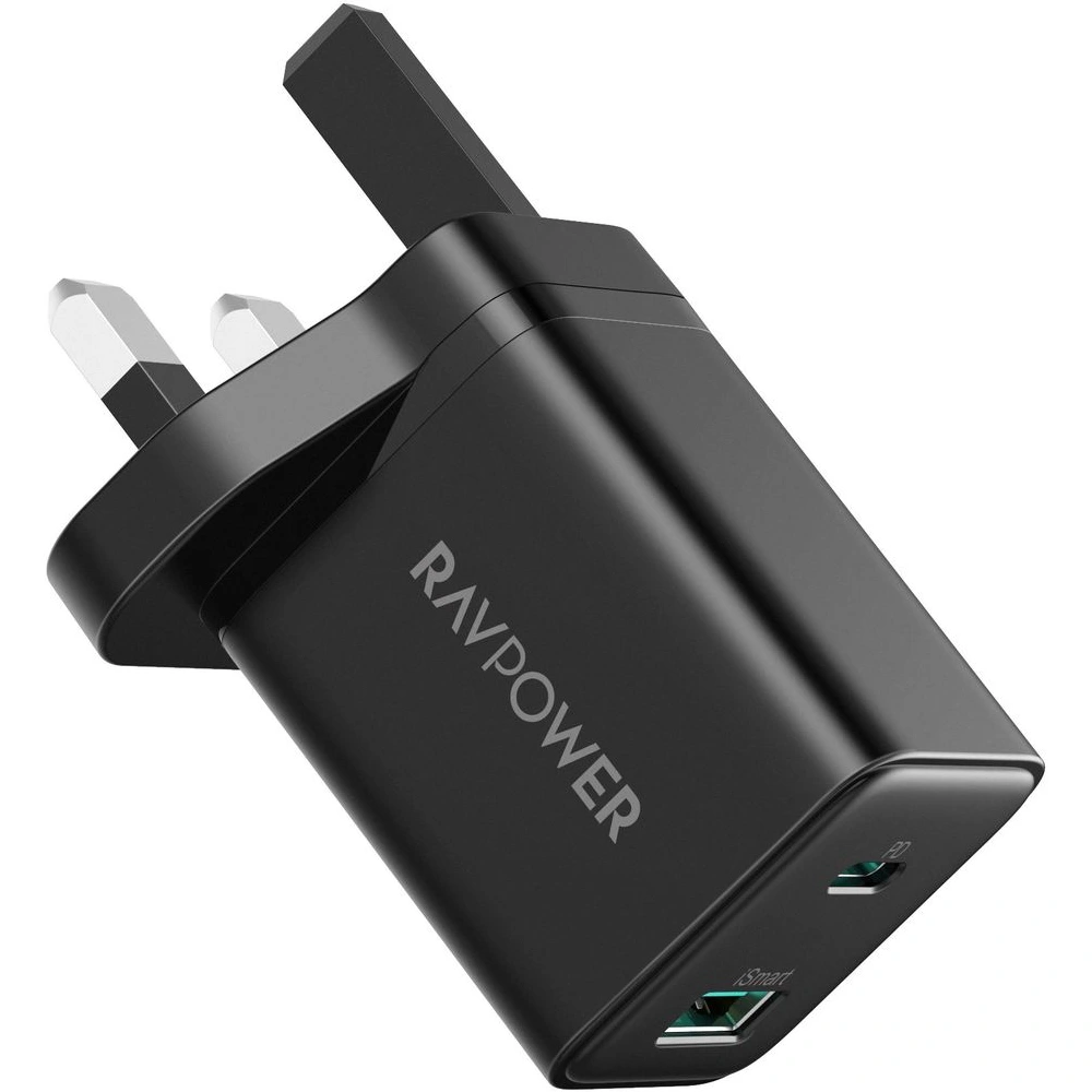 RAVPower 30W PD Wall Charger with iSmart Technology, Compact and Portable Design, and Circuit Protection for iPhone, Samsung, and More (Black) - RP.PC170.BK