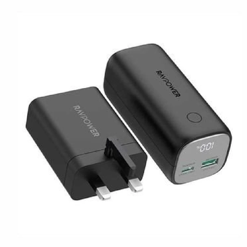 RAVPower Super PD Pioneer 10400mAh Power Bank and 65W Wall Charger Combo with PD Fast Charging, Overheat and Overcurrent Protection, and Universal Compatibility (Black) - RP.PB208-S+.BK