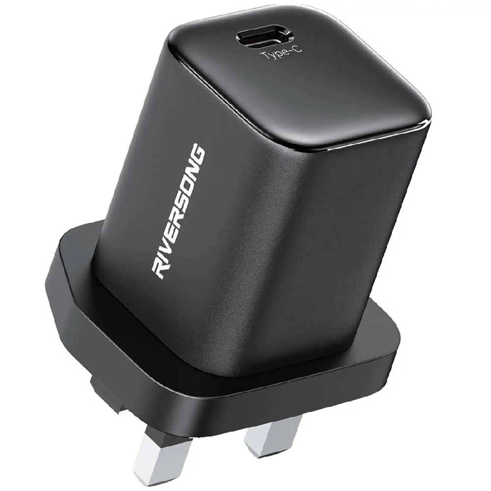 Riversong 30W USB-C Fast Wall Charger with Compact Foldable Design, Overcurrent and Overheat Protection, and Universal Compatibility (Black) - RS.PWRKUB30-AD136.BK