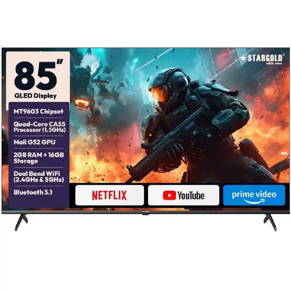 STARGOLD 85 Inch 4K UHD Smart Google QLED TV SG-C8525QLED Dolby Vision & Atmos