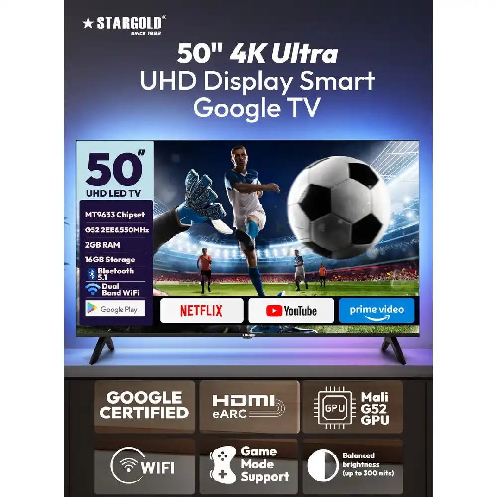 Stargold SG-L5026 50 Inch Smart TV 4K Ultra HD, Android, Wi-Fi & Bluetooth