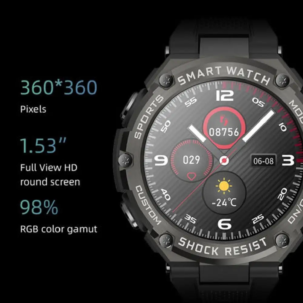 Telux Powerfit Fitness Smart Watch with 1.53 Inch FHD Screen, 600mAh Battery (15 Days Use), 100+ Sports Modes, and Bluetooth Calling (Black) - TX.POWERFIT.BK - Image 4