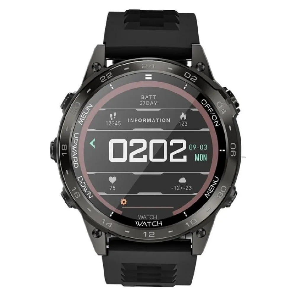 Telux SportX Bluetooth Calling Watch with 1.39 Inch FHD Screen, 220mAh Battery (3 Days Use), AI Voice Assistant, and IP67 Rating (Black) - TX.SPORTX.BK