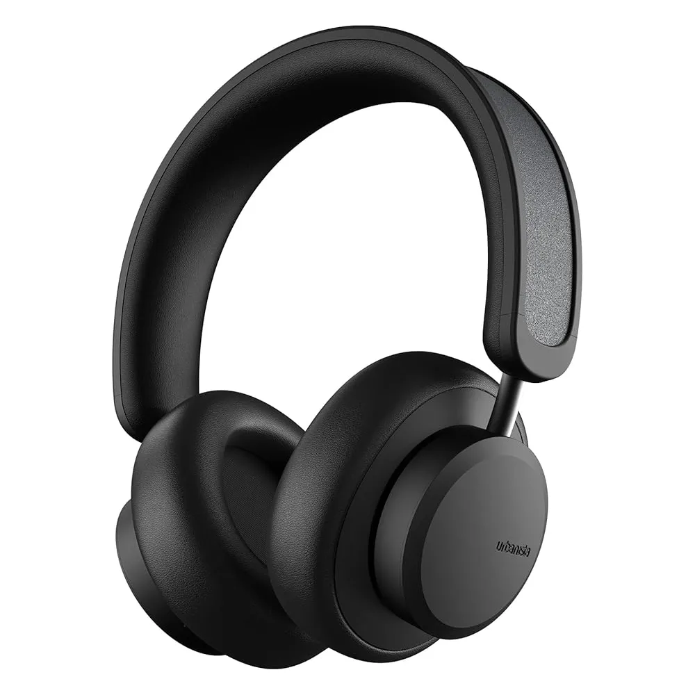 Urbanista Los Angeles Solar Headphones with Active Noise Cancellation, Ambient Sound Mode, App Customization, and Vegan Leather Ear Cups (Black) - UB.1036202.BK