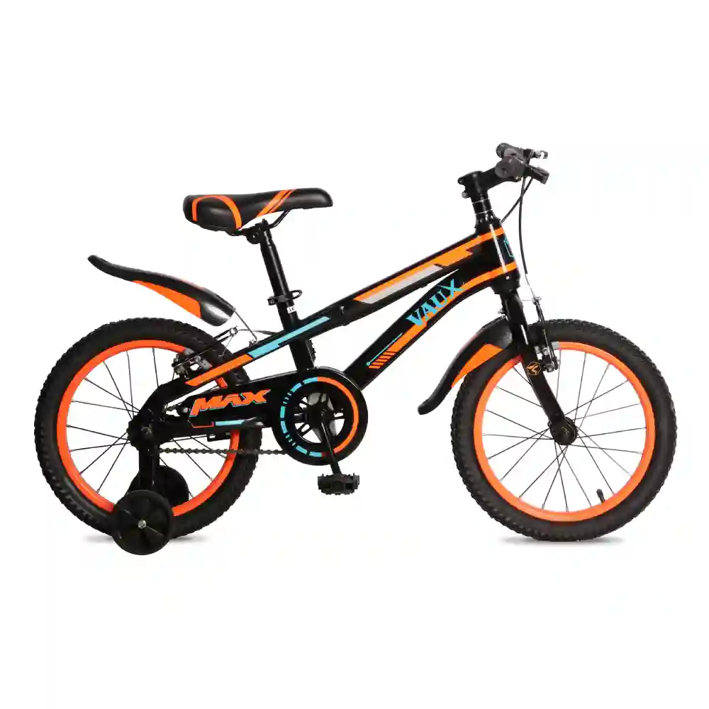 Vaux Max 16 Kids Bicycle, Sturdy Steel Frame, Dual Caliper Brakes, Adjustable Seat, Training Wheels Included, Orange - 16VMAX-OR