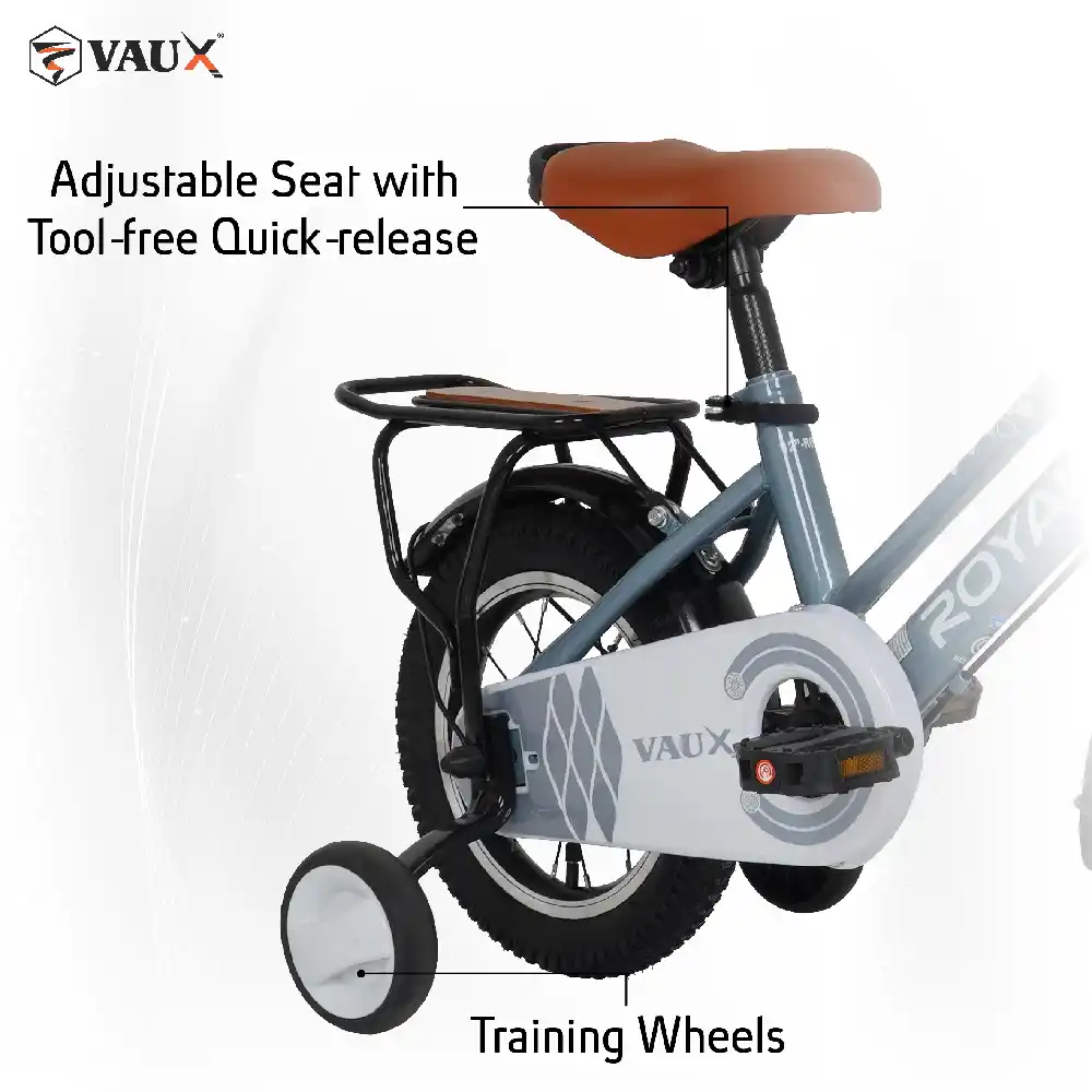 Vaux Royal 12 Inch Kids Bike with Training Wheels, Front Basket, Steel Frame and Adjustable Seat, Silver - 12ROYL-SL - Image 6