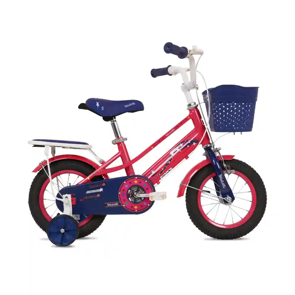 Vaux Starlette 12 inch Girls Bike, Steel Frame, Front Caliper & Rear Band Brakes, Training Wheels, Front Basket, Pink - 12STAR-PK