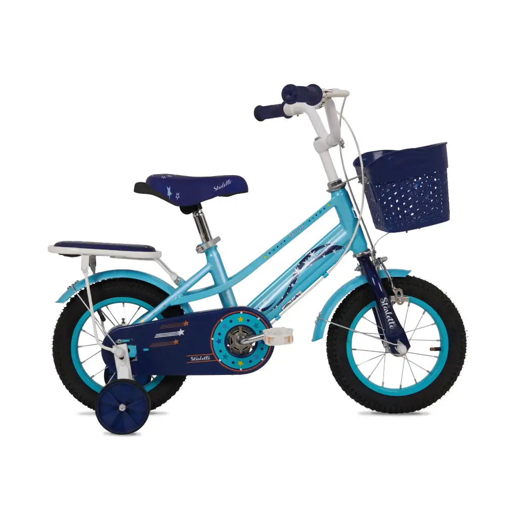 Vaux Starlette 12 Inch Girls Bike with Training Wheels, Front Basket, Steel Frame and Adjustable Seat, Green - 12STAR-GN