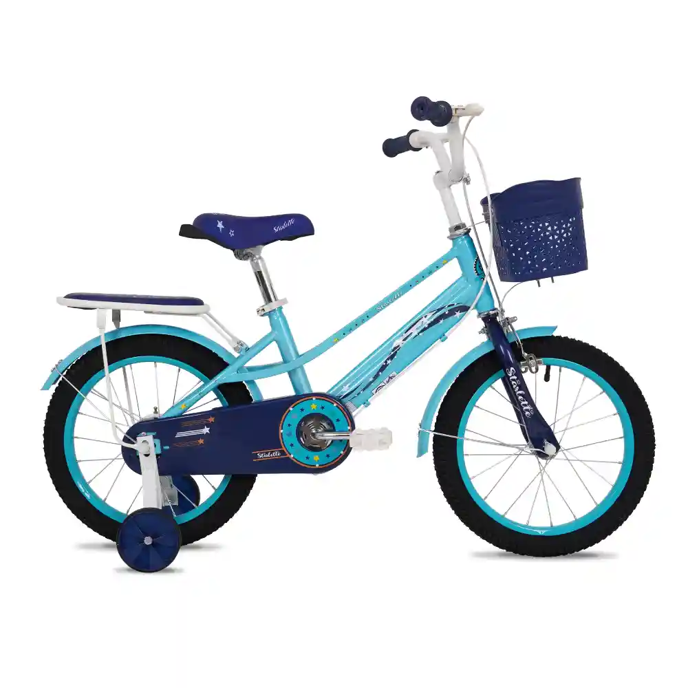 Vaux Starlette 16 Inch Girls Bicycle with Steel Frame, Training Wheels, Front Basket & Rear Carrier, Green - 16STAR-GN