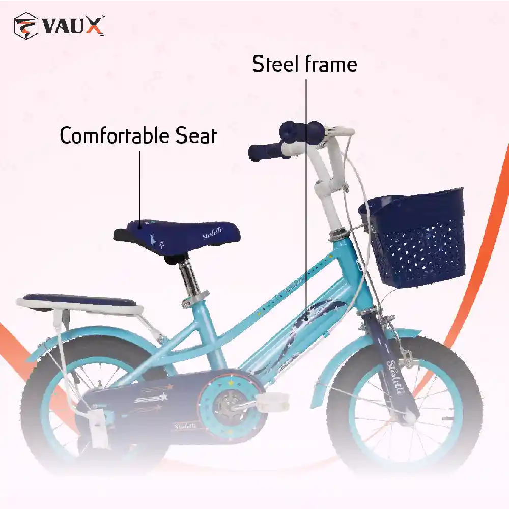 Vaux Starlette 16 Inch Girls Bicycle with Steel Frame, Training Wheels, Front Basket & Rear Carrier, Green - 16STAR-GN - Image 3