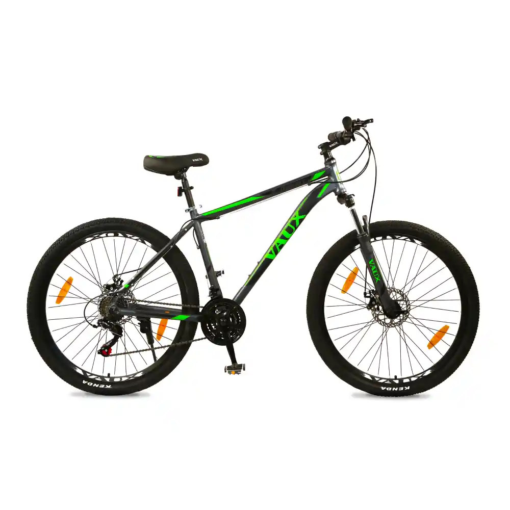Vaux X-Mount 27.5 Inch Mountain Bike with 21-Speed Shimano Gears, Alloy Frame, Mechanical Disc Brakes, Suspension Fork, Grey - VXMONT-GR