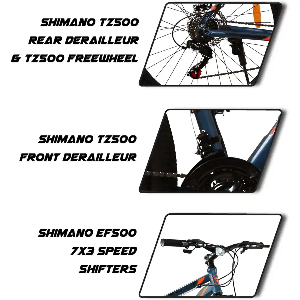 Vaux X-Mount Mountain Bike 27.5 Inch, 18 Inch Alloy Frame, Shimano 21-Speed, Dual Disc Brakes, Suspension Fork, Blue - VXMONT-BL - Image 5