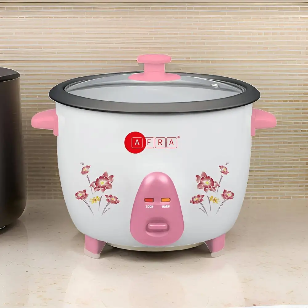 Afra 0.6L Rice Cooker 300W with Non-Stick Inner Pot, Keep Warm Function, Measuring Cup & Spoon, White - AF-0630RCWT - Image 2