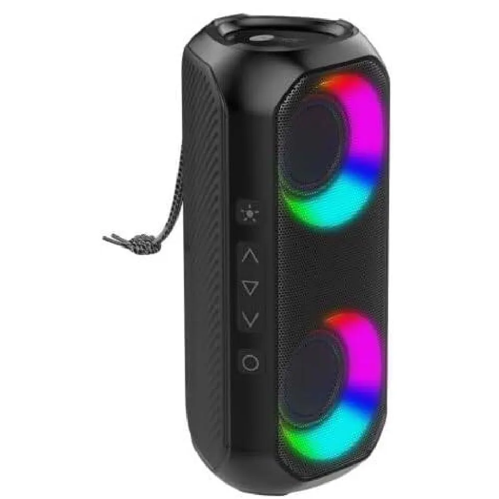 Afra 24W Portable Bluetooth Speaker with Ultra Bass, TWS, RGB Lights, IPX4 Waterproof, Black - AF-0024BSBK