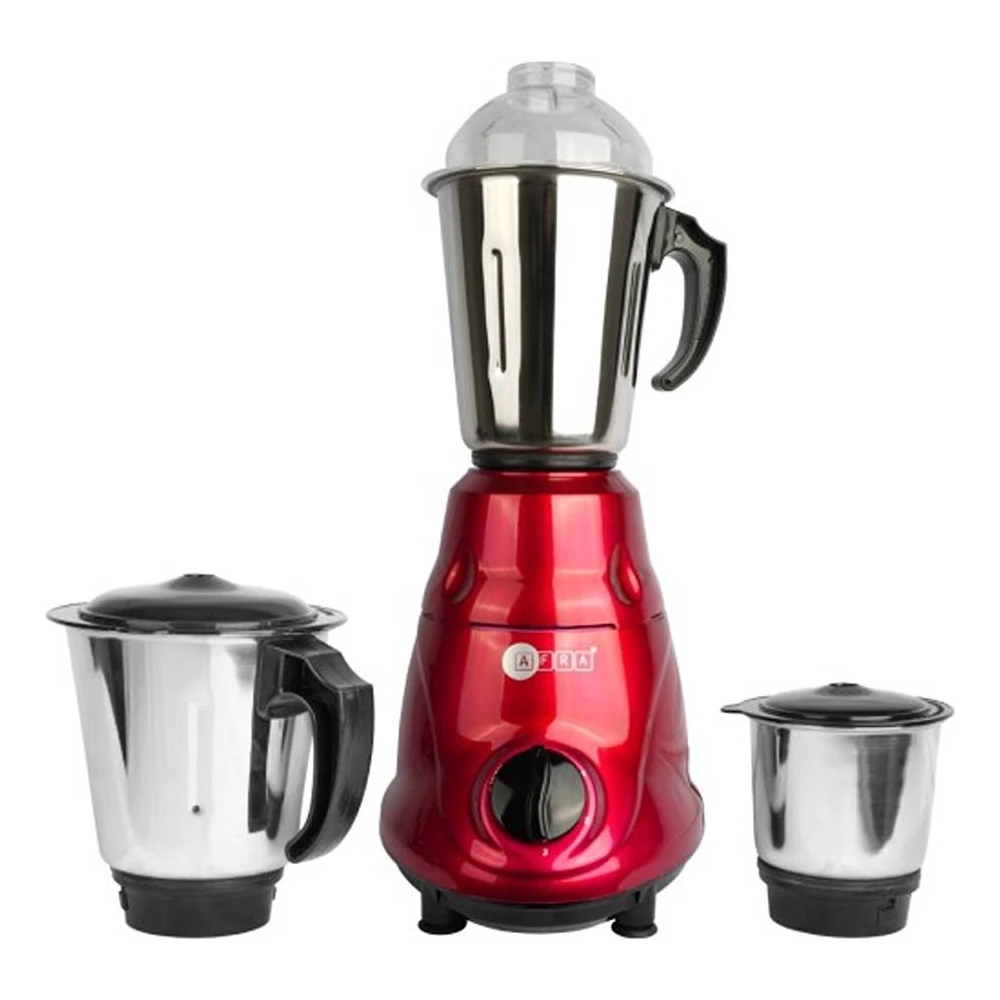 Afra 3-in-1 Heavy Duty Mixer Grinder 550W with 3 Stainless Steel Jars, 18000 RPM Motor, Red - AF-5500BLRD