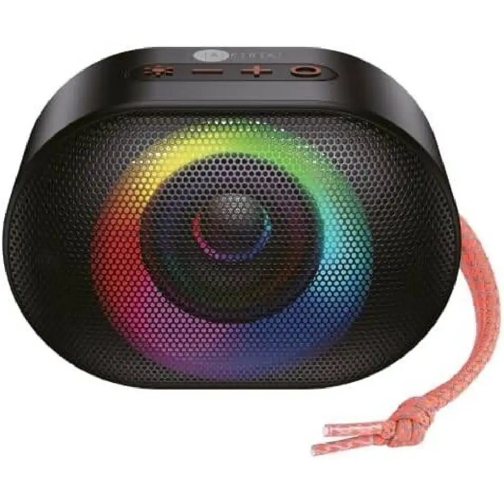 Afra 5W Portable Bluetooth Speaker with Ultra Bass, RGB Lights, IPX4 Waterproof, 7 Hours Playtime, Black - AF-0005BSBK