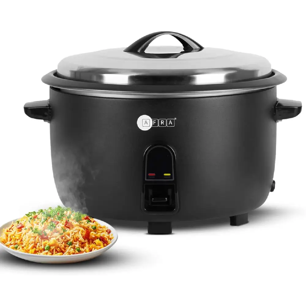 Afra 8L Rice Cooker 2500W with Keep Warm Function, Measuring Cup & Spoon, Black - AF-8025RCBK