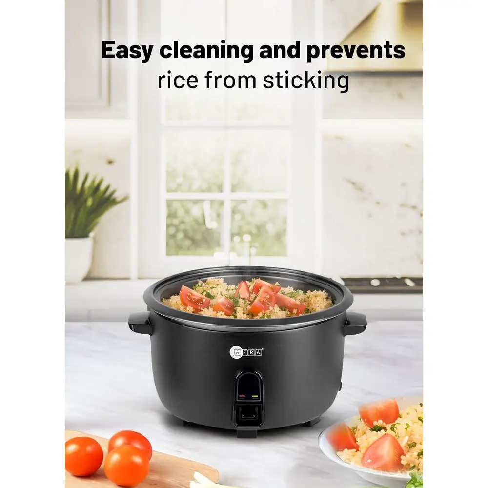Afra 8L Rice Cooker 2500W with Keep Warm Function, Measuring Cup & Spoon, Black - AF-8025RCBK - Image 2