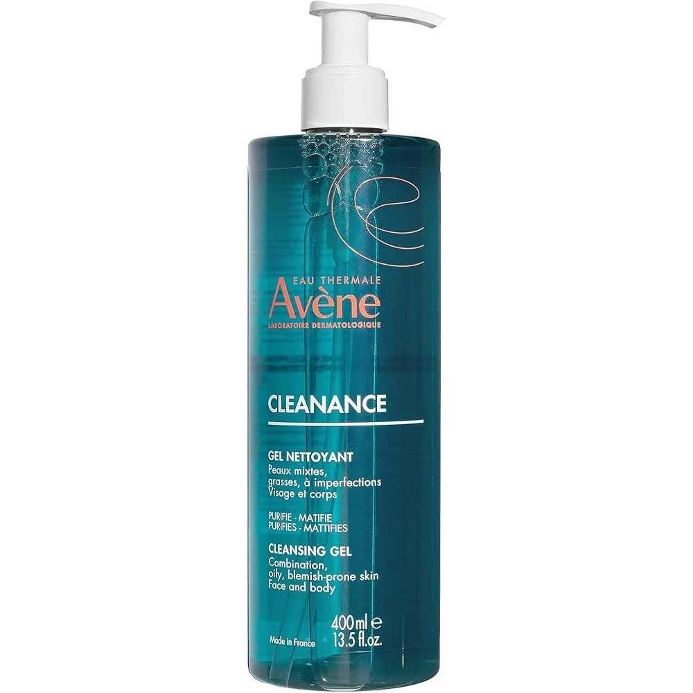 Avene Cleanance Cleansing Gel 400ml - Soap Free Gel Cleanser for Face and Body, Oily Blemish Prone Skin, Soothing