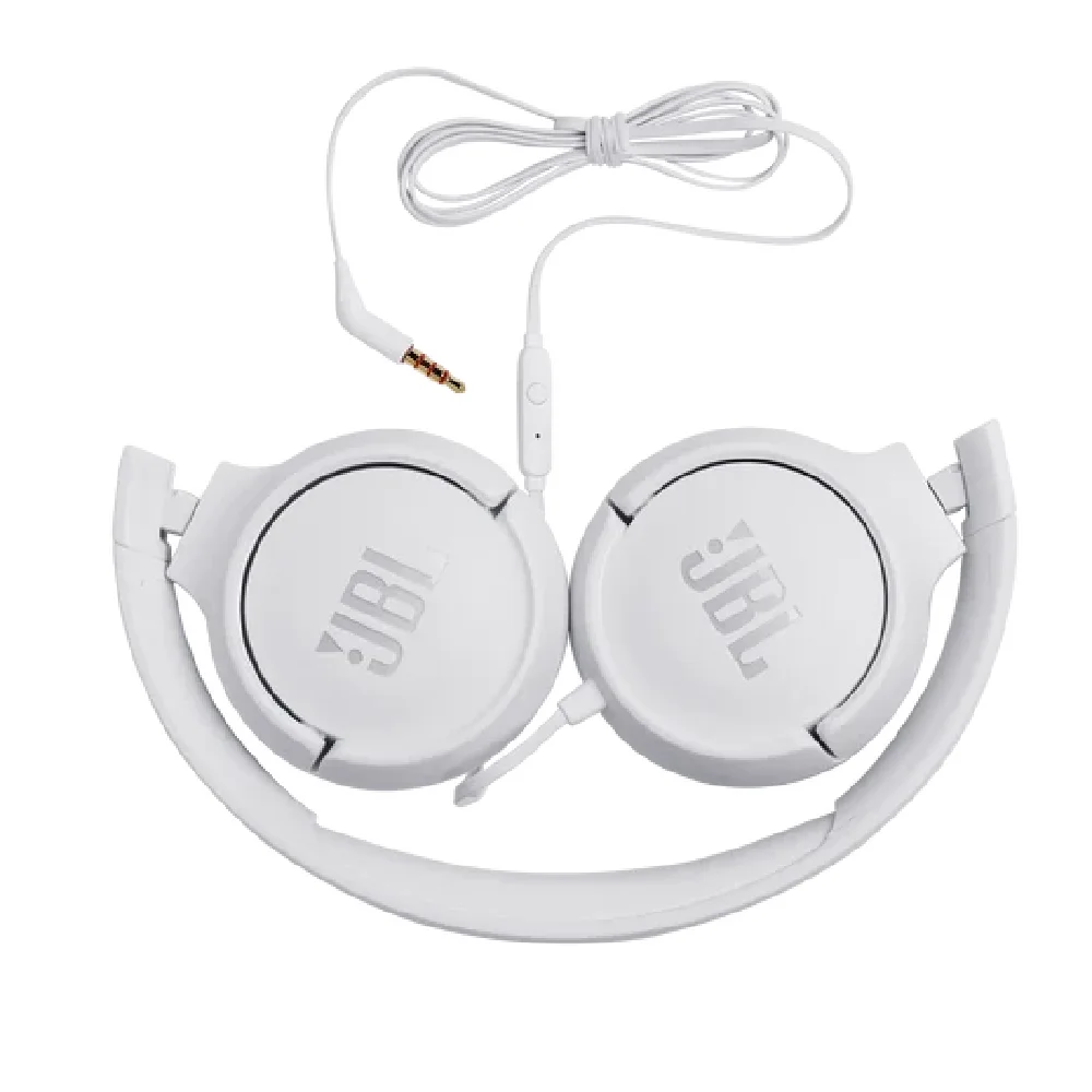 JBL Tune 500 Wired On-Ear Headphones with JBL Pure Bass Sound, Built-in Microphone, Foldable Design, 32 mm Drivers, White - JBLT500WHT - Image 3