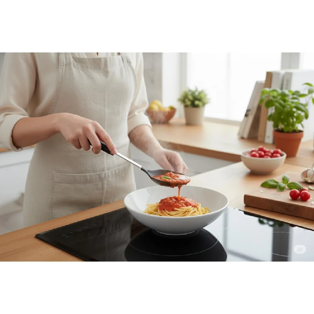 Prestige Easy Prep Solid Spoon Heat-Resistant Nylon with Stainless Steel Handle, Black - PR49272 - Image 3