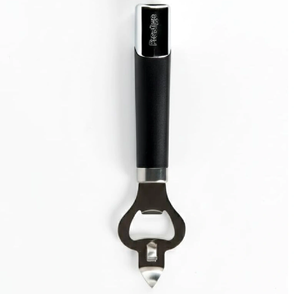 Prestige Elite Bottle Opener Heavy-Duty Stainless Steel with Ergonomic Handle, Black & Silver - PR49327