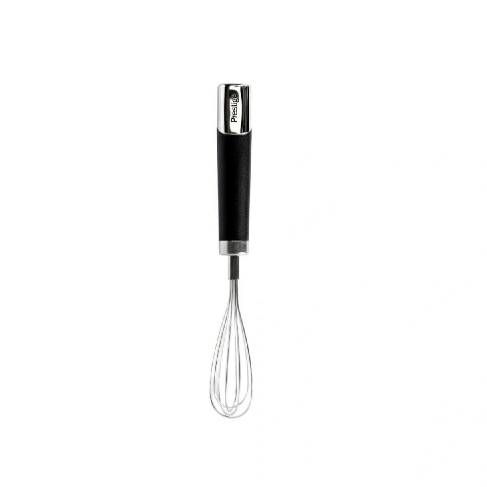 Prestige Elite Mini Whisk Stainless Steel Hand Whisk with Ergonomic Handle for Eggs, Sauces & Baking, Black & Silver - PR49319