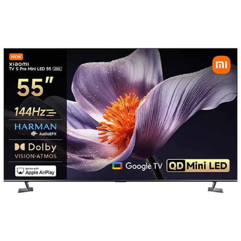 Xiaomi TV S Pro Mini LED 55 Inch 2026 - QD-Mini LED 4K UHD Display, 144Hz Refresh Rate, Google TV, Dolby Audio and Atmos, Low Reflection, Black - ELA6304GL