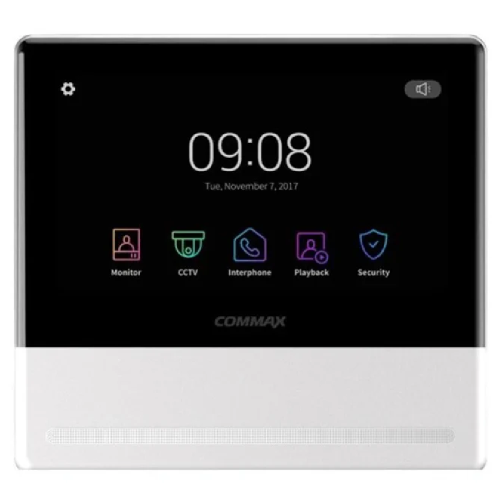 Commax CIP-70QPTW Smart View 7-Inch IP Video Doorphone Monitor with PoE Connectivity-Handsfree Network Intercom Display