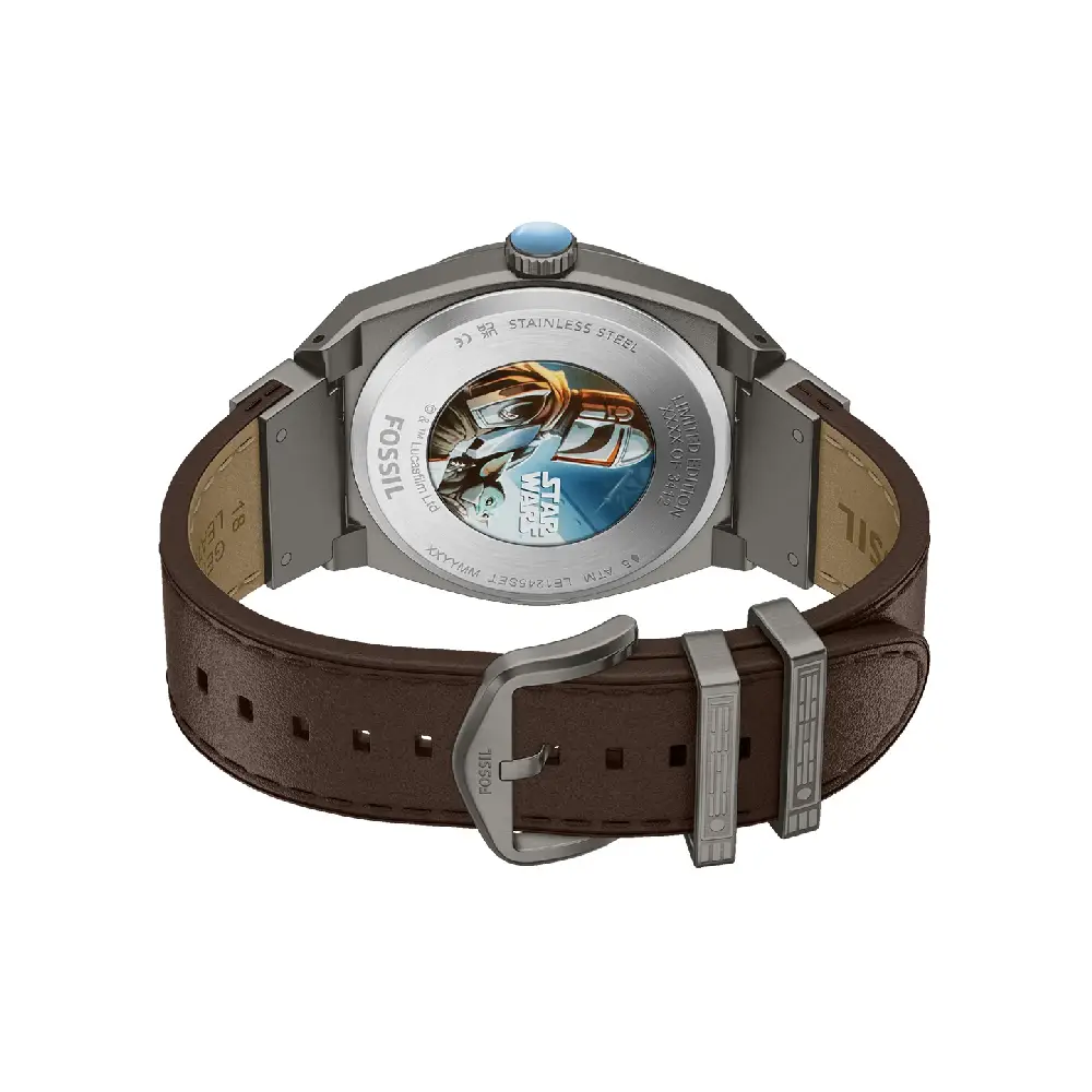 Fossil Mens Star Wars Mandalorian 42mm Everett Limited Edition Watch Set, Gunmetal Case, Brown Leather Strap, 5 ATM - LE1245SET - Image 5