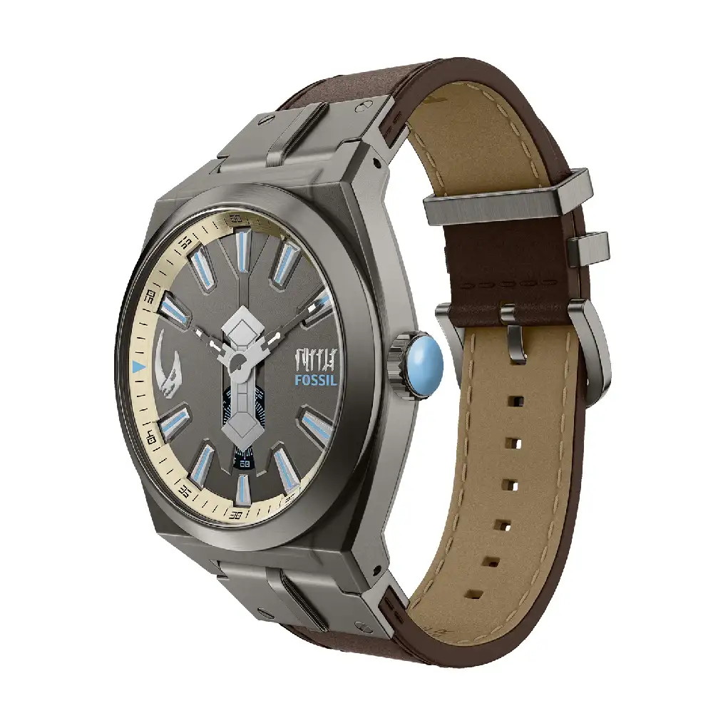 Fossil Mens Star Wars Mandalorian 42mm Everett Limited Edition Watch Set, Gunmetal Case, Brown Leather Strap, 5 ATM - LE1245SET - Image 6