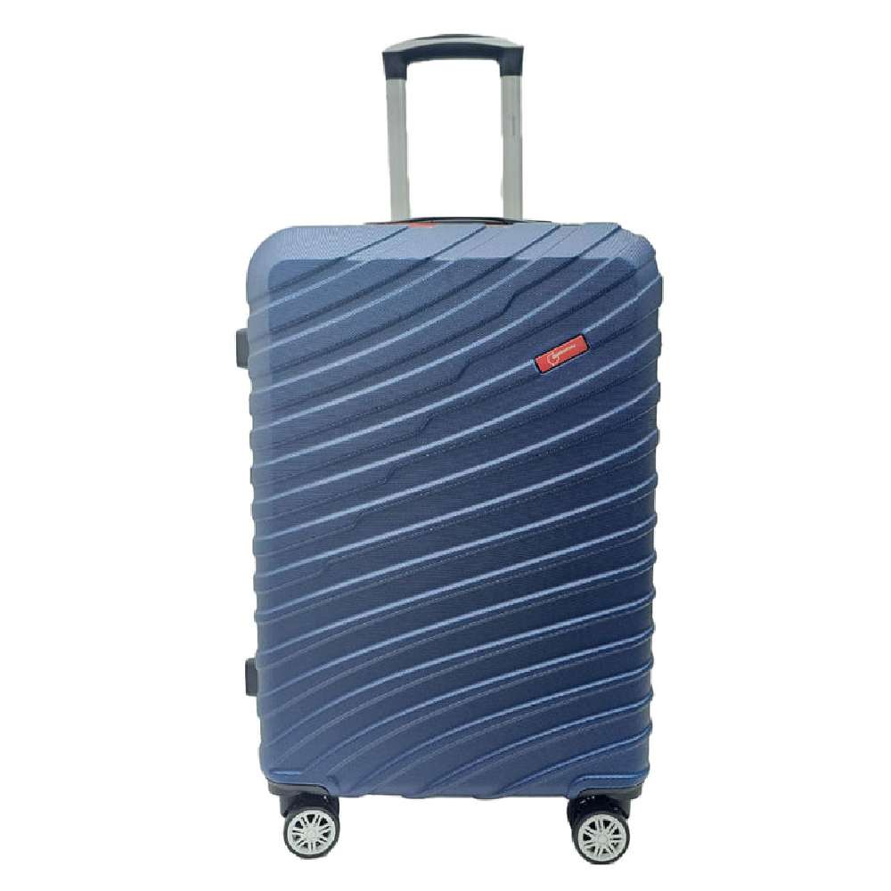 Globetrotter Atlanta 77cm Hard Trolley Bag-8 Wheel Spinner Luggage with Durable Hard Shell Design, Blue Travel Suitcase, ATLANTABLU