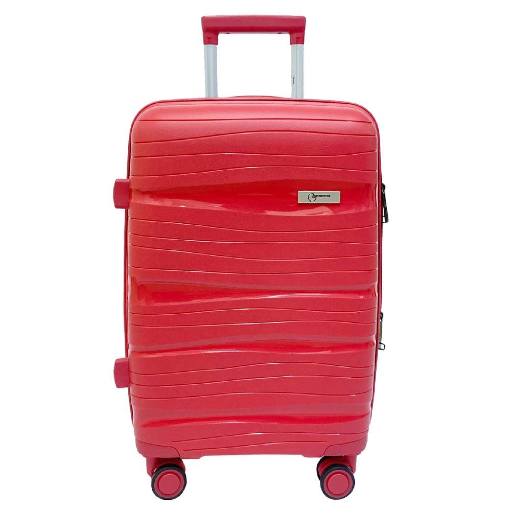Globetrotter Boston 65cm Hard Top Trolley Bag-8 Wheel Spinner Luggage with Durable Hard Top Design, Red Travel Suitcase, BOSTON65RD