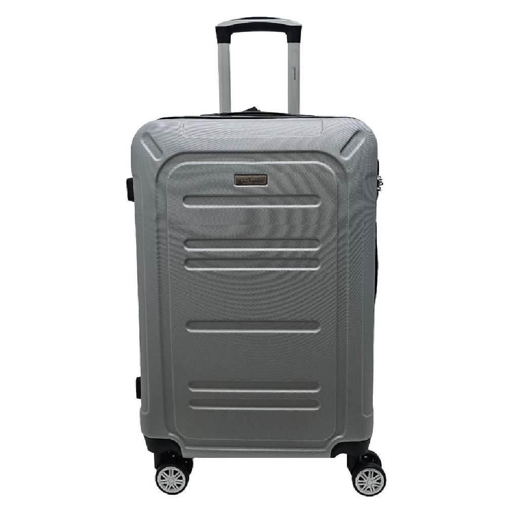 Globetrotter Georgia 67cm Hard Trolley Bag-8 Wheel Spinner Luggage with Durable Hard Shell Design, Silver Travel Suitcase, GEORGIASL