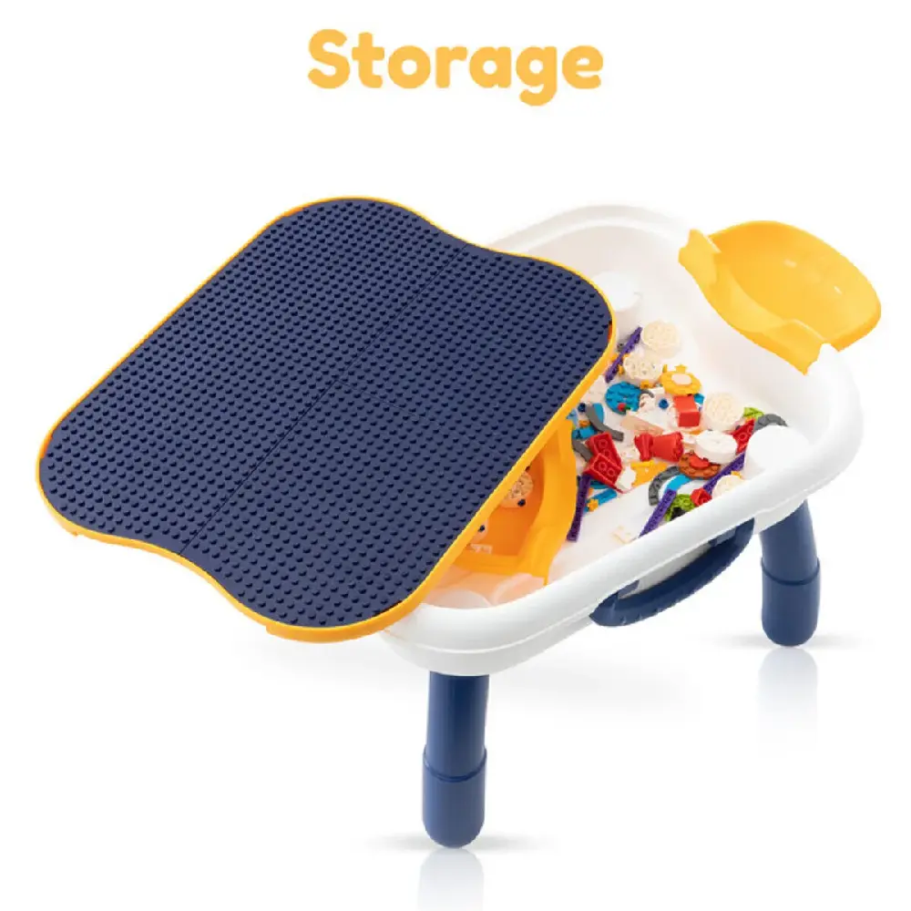 Little Story 4-in-1 Block Activity Table with Blocks, Foldable Multipurpose Study, Storage, Fishing & Block Table, Blue - LS_BLCTB_13BU - Image 4